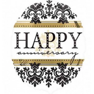Happy Anniversary Damask Balloon